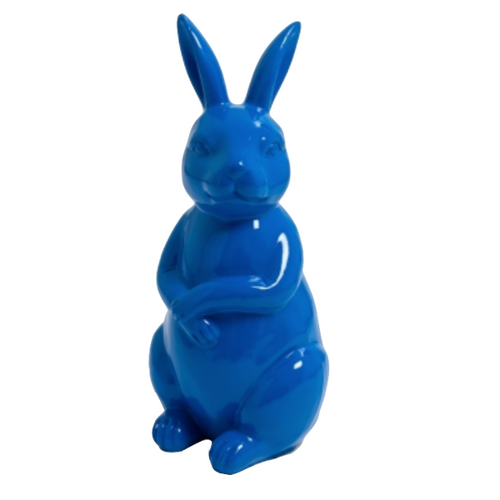 Sculpture de Lapin en Résine - 35 cm - Couleur Bleue