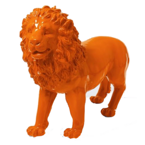 Statue Lion Animaux Resine - 100cm - Orange