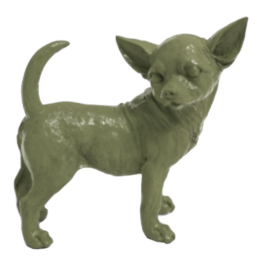 Statue Chien Chihuahua Animaux Resine - 30cm - Vert Kaki