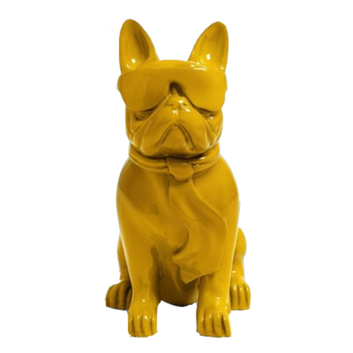 Statue Chien Bouledogue Francais Animaux Resine - 35cm - Jaune