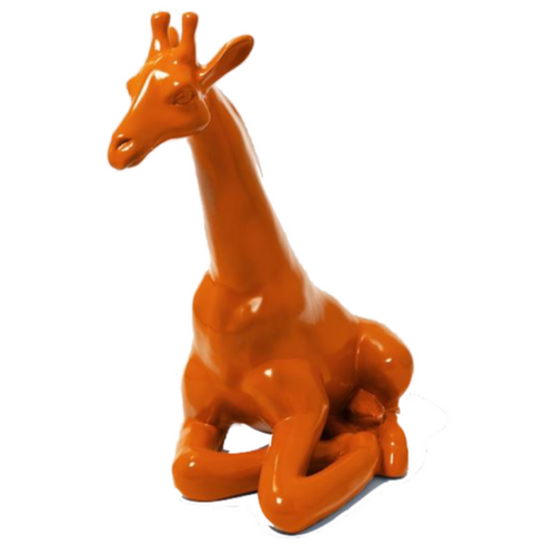 Statue de Girafe en Résine - 90cm - Couleur Orange