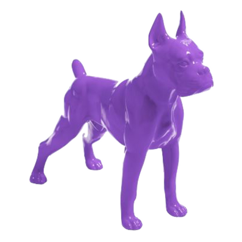 Statue de Chien Boxer en Résine - 50cm - Couleur Violet