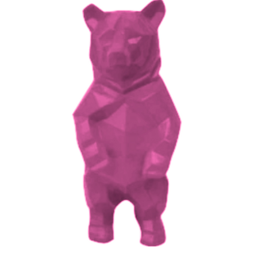 Statue d'Ours en Résine Origami - 40 cm - Fuchsia Élégant