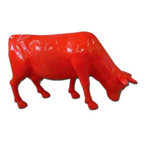 Statue Vache Tête Basse Animaux Resine - 225cm - Rouge