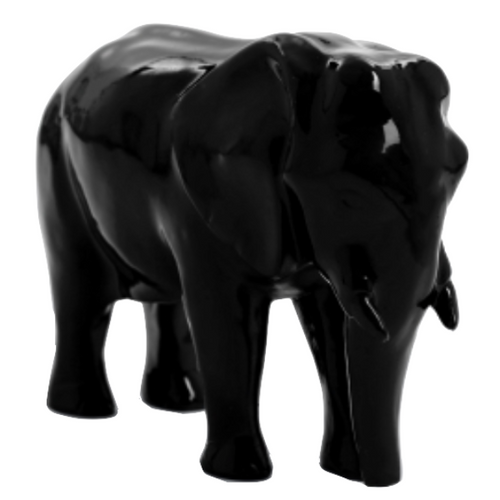 Statue Élégante d'Éléphant en Résine - 30cm - Couleur Noire