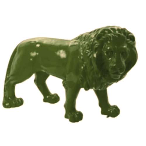 Statue Lion Animaux Resine - 35cm -  Vert Kaki