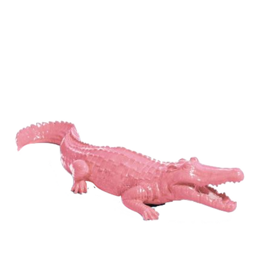 Statue Crocodile Animaux Resine - 70cm - Rose Clair