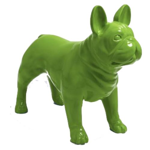 Statue Chien Bouledogue Francais Animaux Resine - 90cm - Vert Pomme