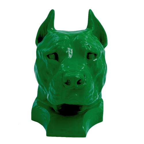 Statue Résine Chien Staff Bull - 35cm - Couleur Verte