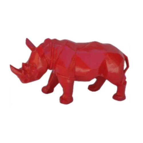 Statue Rhinoceros Animaux Resine - 35cm - Rouge