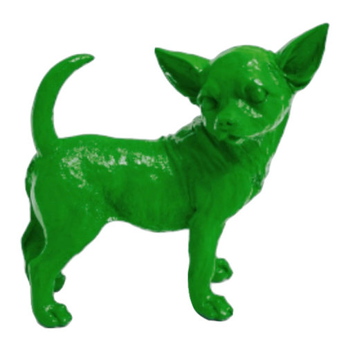 Statue Chien Chihuahua Animaux Resine - 30cm - Vert Pomme