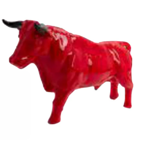 Statue Taureau Animaux Resine - 100cm - Rouge