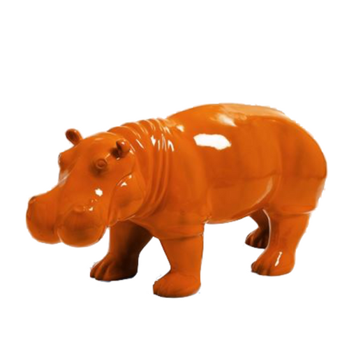 Statue Hippopotame Animaux Resine - 95cm - Orange