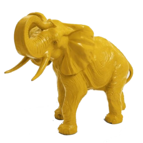 Statue d'Éléphant en Résine - 90 cm - Couleur Jaune