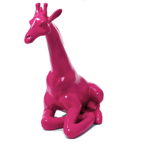 Statue de Girafe en Résine - 90cm - Fuchsia Éblouissant