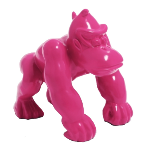 Statue Gorille Poing Animaux Resine - 70cm - Rose Fushia