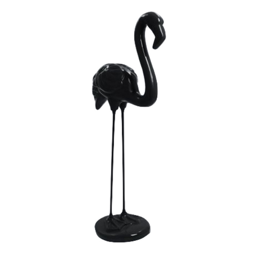 Statue Décorative Flamant Rose en Résine - 110 cm - Couleur Noire