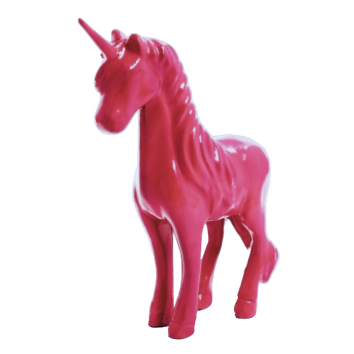 Statue Licorne Équestre en Résine - 50cm - Rose Fuchsia