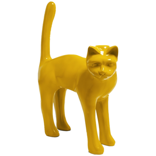 Statue de Chat en Résine - 105 cm - Couleur Jaune Exotique