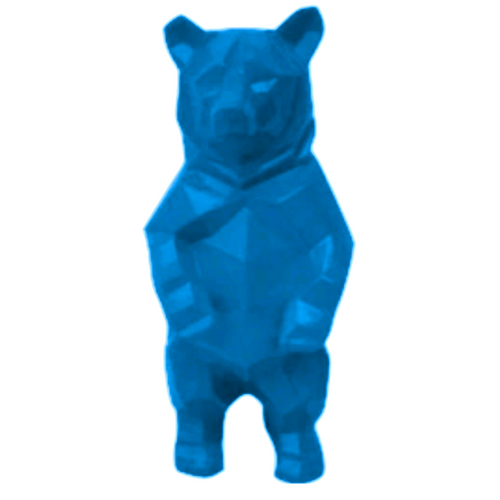 Statue d'Ours en Résine Origami - 40 cm - Couleur Bleue