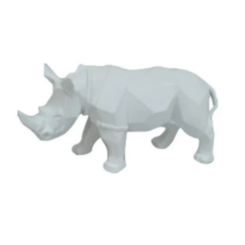 Statue Rhinoceros Animaux Resine - 35cm - Blanc