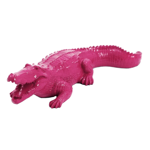 Statue Crocodile Animaux Resine - 40cm - Rose Fushia