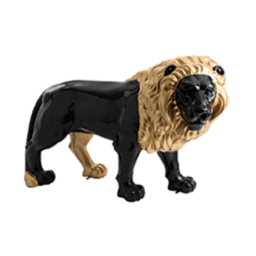 Statue Lion Animaux Resine - 190cm - Mix Noir Doré