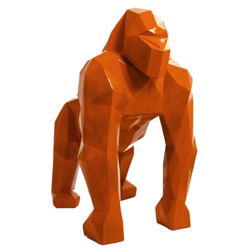 Statue de Gorille en Résine Origami - 40 cm - Couleur Orange