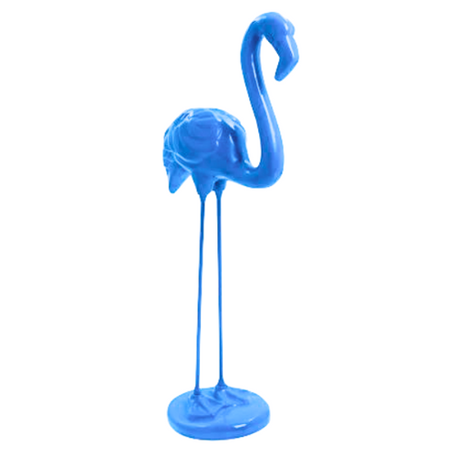 Statue Décorative de Flamant Rose en Résine - 110 cm - Teinte Bleu Céleste