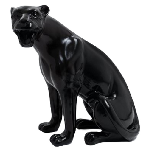 Statue Élégante de Panthère en Résine - 75cm - Noire