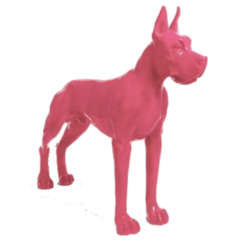 Statue Chien Dogue Allemand Animaux Resine - 120cm - Rose Clair