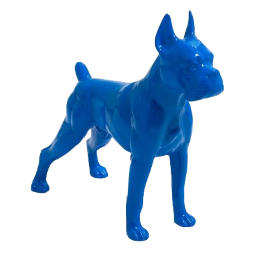 Statue en Résine de Chien Boxer - 50cm - Couleur Bleu