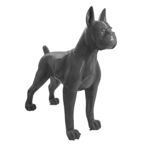 Statue en Résine de Chien Boxer - 110 cm - Couleur Grise