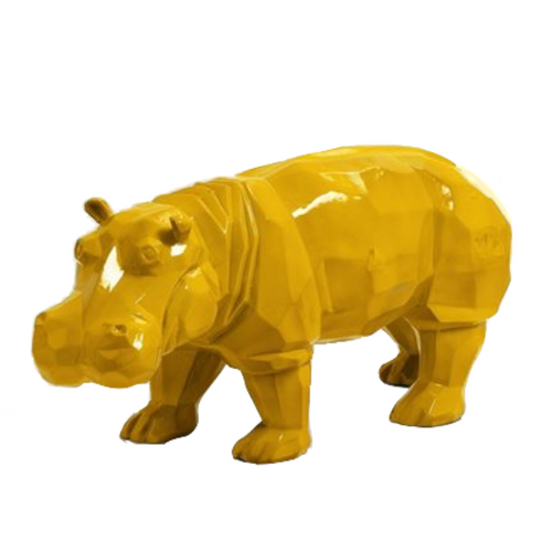 Statue Origami d'Hippopotame en Résine - 95cm - Couleur Jaune