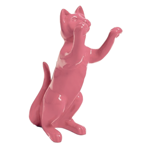 Statue de Chat en Résine - 55 cm - Teinte Rose Pâle