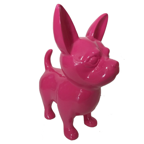 Statue Chien Chihuahua Animaux Resine - 50cm - Rose Fushia