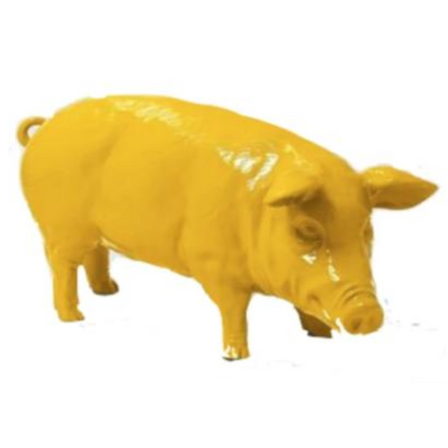 Statue de Cochon en Résine - 100 cm - Couleur Jaune