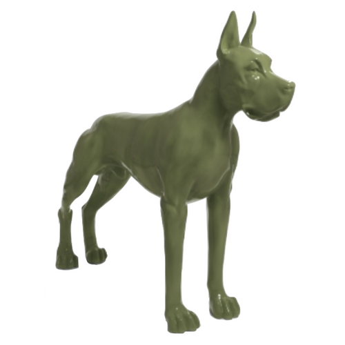 Statue Résine Chien Dogue Allemand - Majesté Animale - 120 cm - Couleur Kaki