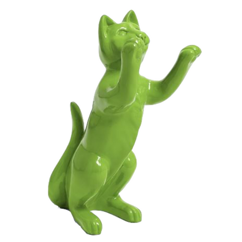 Statue de Chat en Résine - 55cm - Couleur Vert Pomme