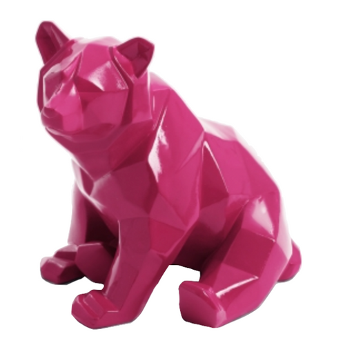 Statue d'Ours en Résine - 30 cm - Fuchsia Élégant