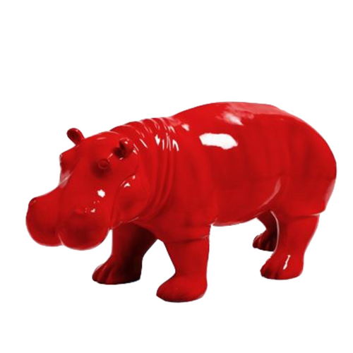 Statue d'Hippopotame en Résine - 95cm - Couleur Rouge