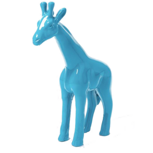 Statue de Girafe en Résine - 50cm - Couleur Bleu Ciel