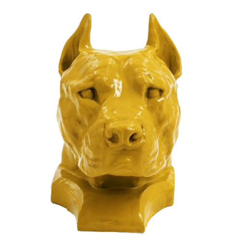 Statue Résine Chien Staff Bull - 35cm - Couleur Jaune