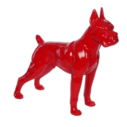 Statue Résine Chien Boxer 50cm - Couleur Rouge - Art Animalier