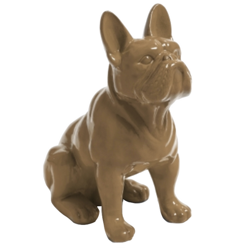 Statue Résine Chien Bouledogue Français - 30cm - Couleur Marron