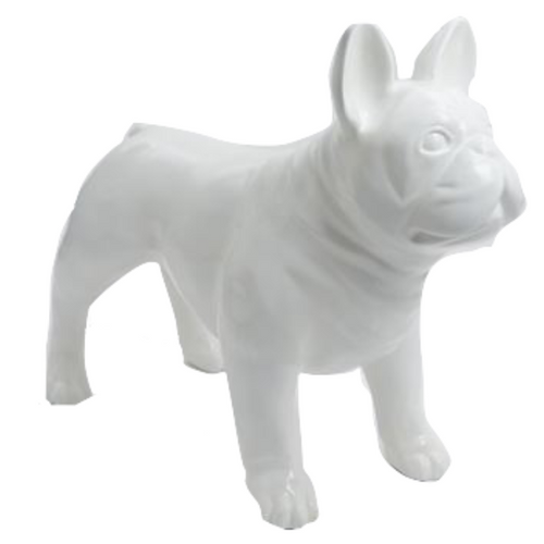 Statue Chien Bouledogue Francais Animaux Resine - 90cm - Blanc