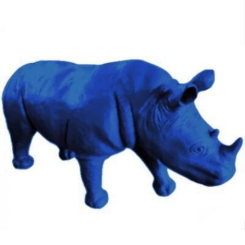 Statue Rhinoceros Animaux Resine - 180cm - Bleu Nuit