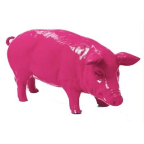 Statue de Cochon en Résine - 100cm - Fuchsia Éclatante