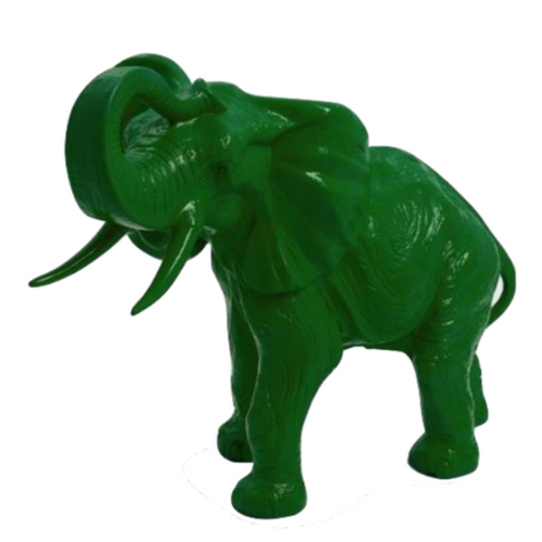 Statue Élégante d'Éléphant en Résine - 90cm - Couleur Verte