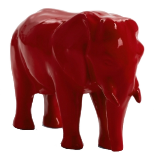 Statue d'Éléphant en Résine - 30 cm - Couleur Rouge